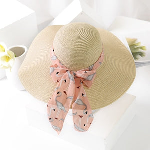 Bow Ribbon Panama Beach Sun Hat