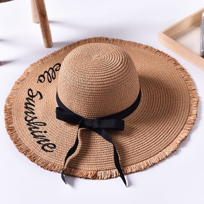Handmade Weave Letter Sun Hat