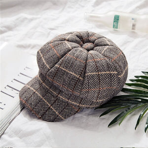 Winter Vintage British Style Octagonal Hat