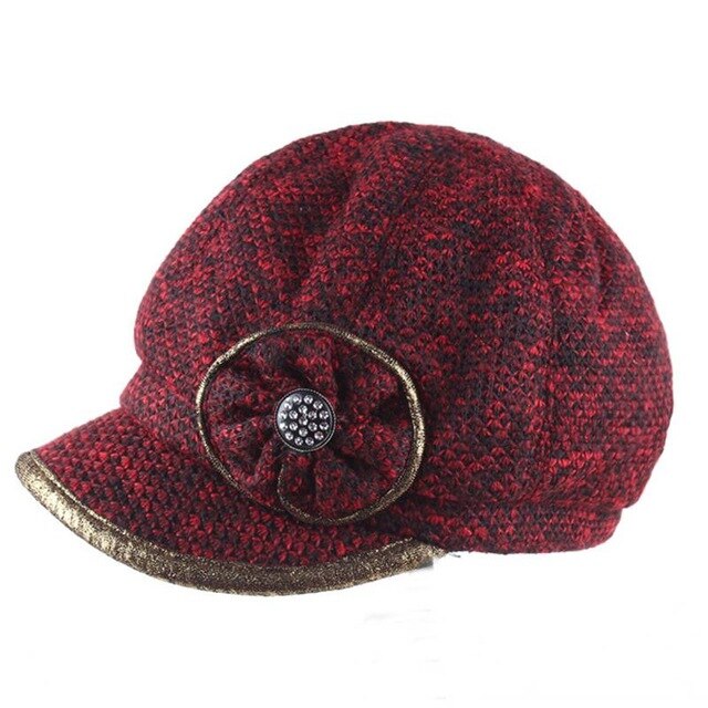 Ladies Knitting Warm Painter Octagonal Hat